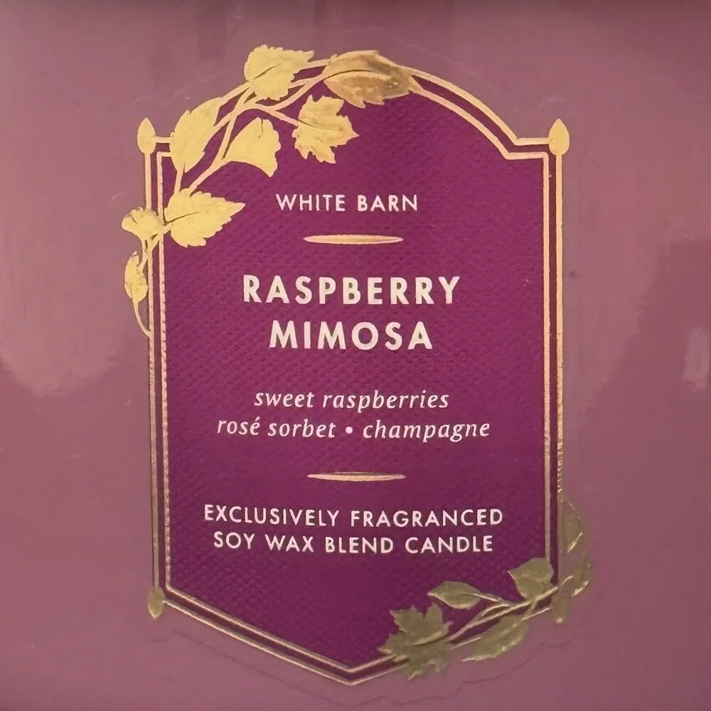 BBW Raspberry Mimosa White Barn Bath & Body Works 3 Wick Candle